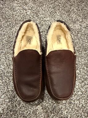UGG Chocolate Brown Leather Shearling Moccasin